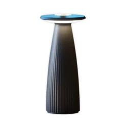 LED-Akku-Tischlampe Nuflair, schwarz, IP54, dimmbar, 24 cm