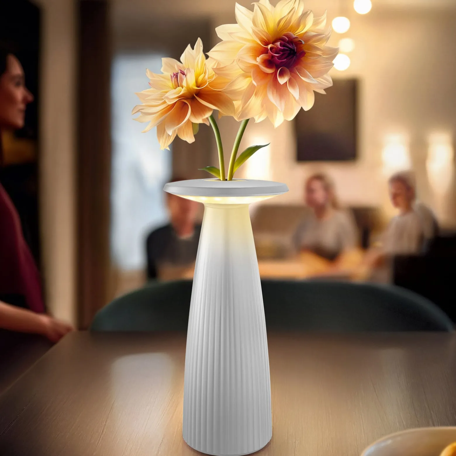 LED-Akku-Tischlampe Nuflair, weiß, IP54, dimmbar, 24 cm