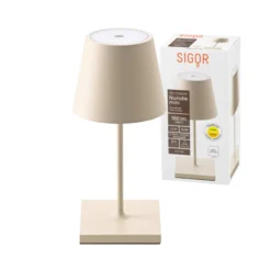LED-Akkutischlampe Nuindie mini, USB-C, beige, IP54, dimmbar