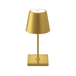 LED-Akkutischlampe Nuindie mini, USB-C, gold, IP54, dimmbar