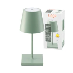 LED-Akkutischlampe Nuindie mini, USB-C, salbeigrün, dimmbar