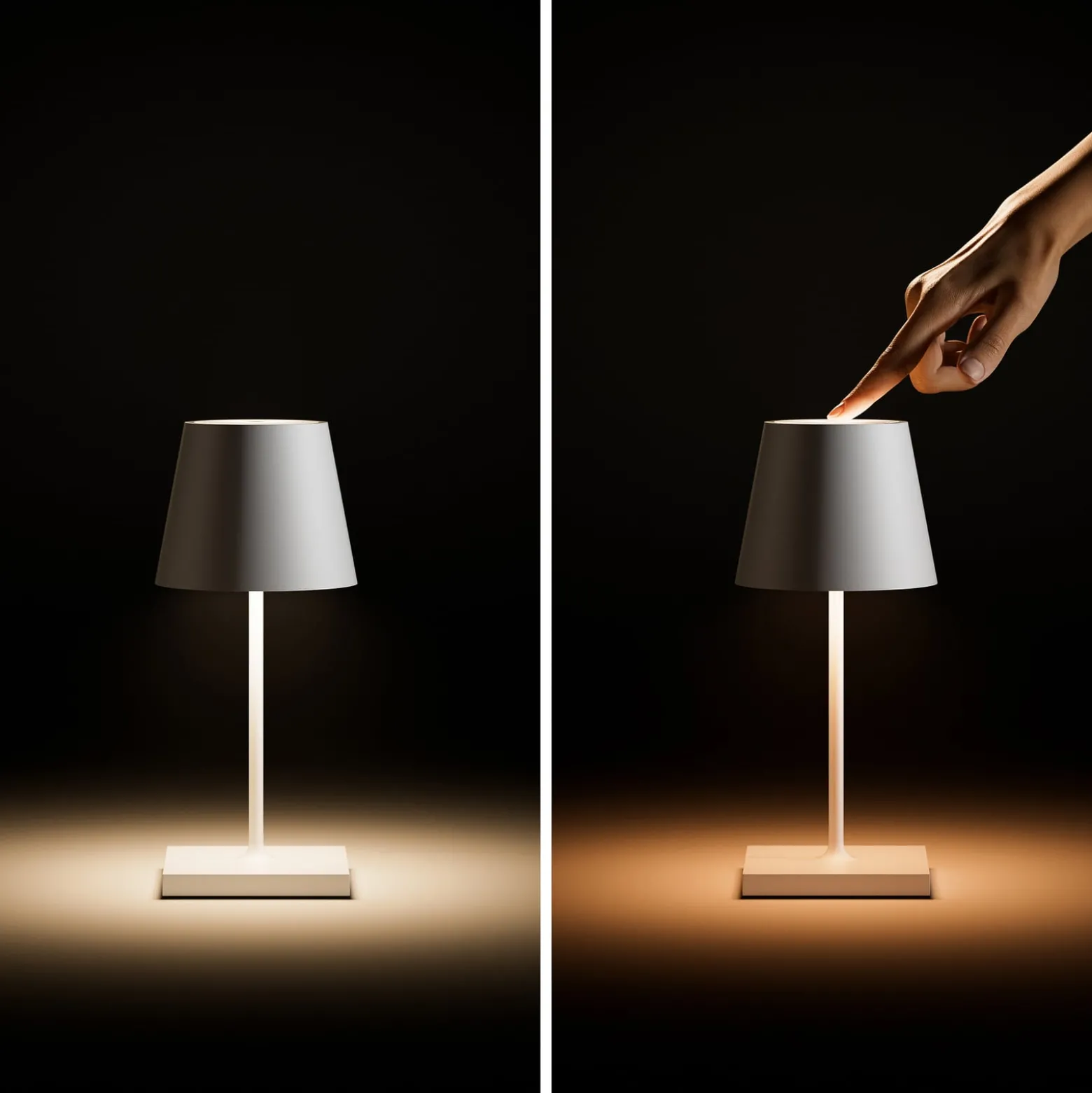 LED-Akkutischlampe Nuindie mini, USB-C, weiß, IP54, dimmbar