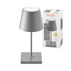 LED-Akkutischlampe Nuindie mini, USB, grafit, IP54, dimmbar