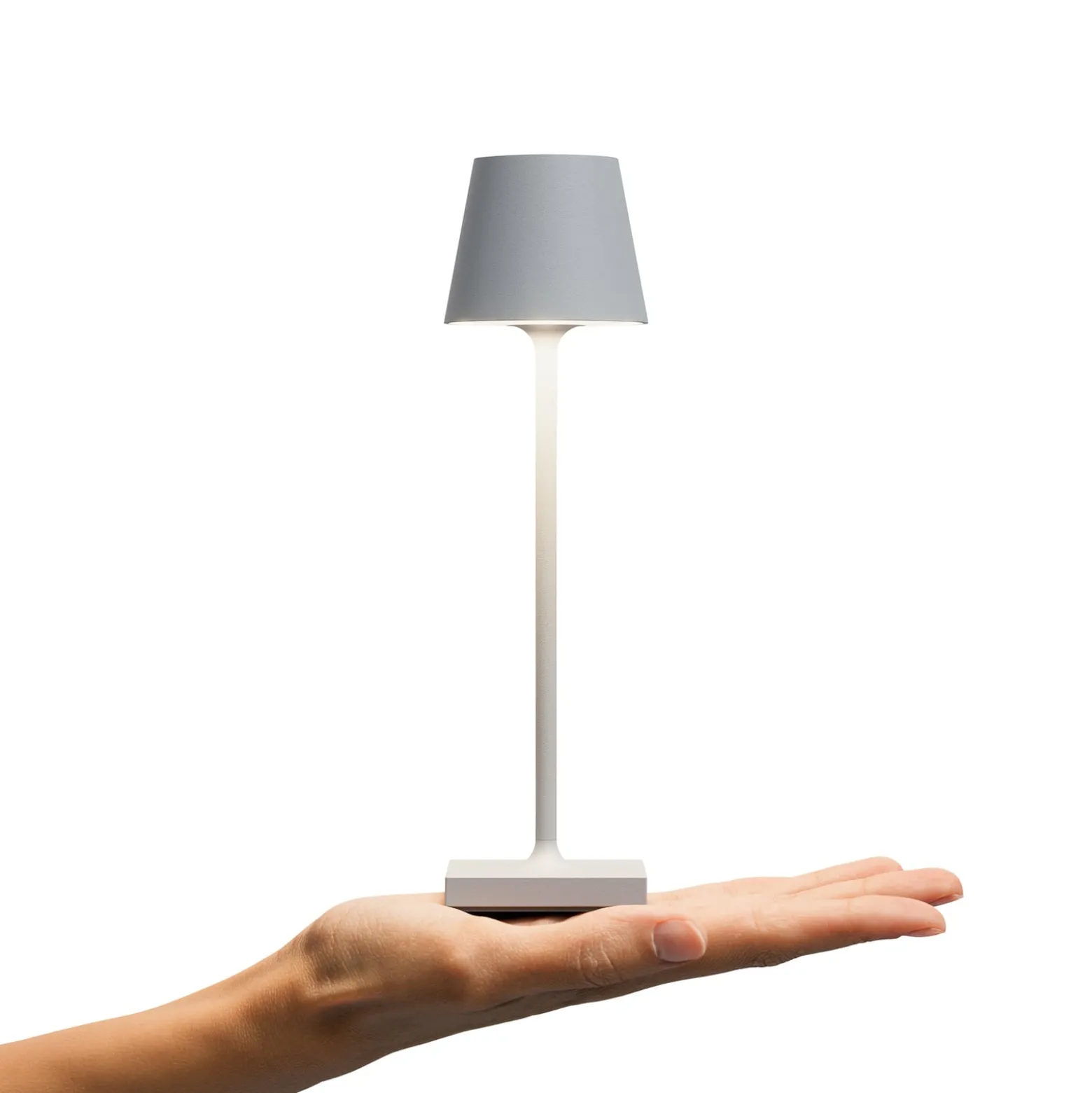 LED-Akkutischlampe Nuindie pocket, grau, IP54, dimmbar