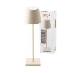 LED-Akkutischlampe Nuindie, USB-C, beige, IP54, dimmbar