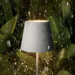 LED-Akkutischlampe Nuindie, USB-C, grau, IP54, dimmbar