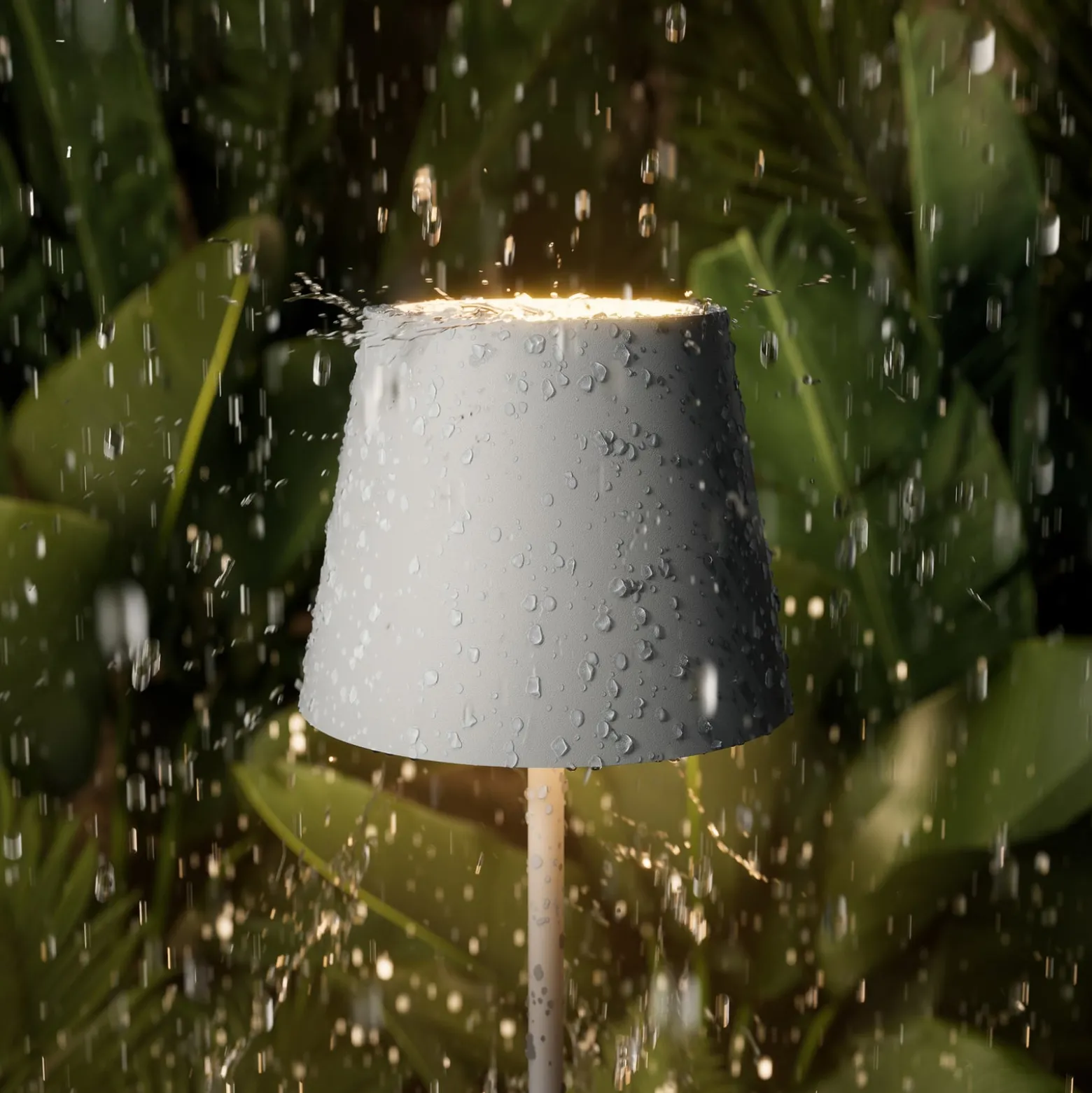 LED-Akkutischlampe Nuindie, USB-C, grau, IP54, dimmbar