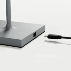 LED-Akkutischlampe Nuindie, USB-C, grau, IP54, dimmbar