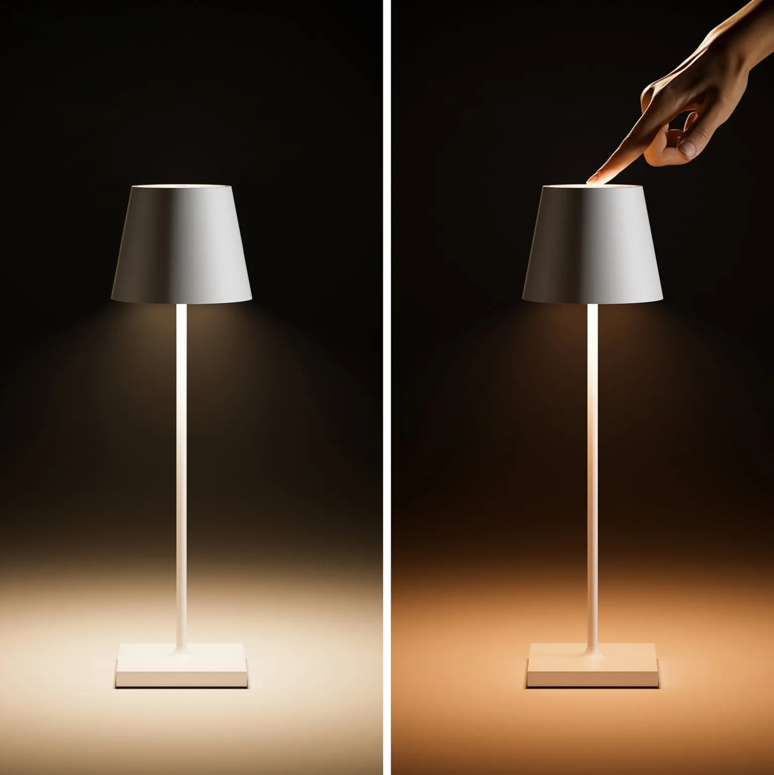 LED-Akkutischlampe Nuindie, USB-C, kupfer, IP54, dimmbar