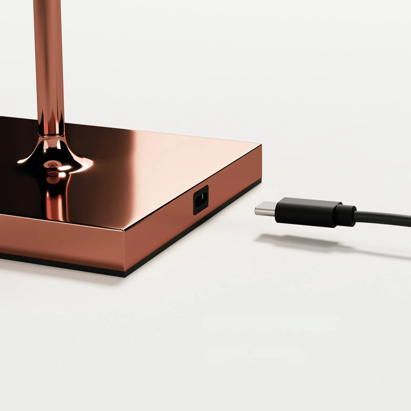 LED-Akkutischlampe Nuindie, USB-C, kupfer, IP54, dimmbar