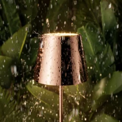 LED-Akkutischlampe Nuindie, USB-C, kupfer, IP54, dimmbar