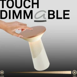 LED-Akku-Tischlampe Pilia, braun/hellgrau, Höhe 24 cm, IP44