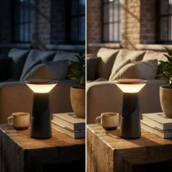 LED-Akku-Tischlampe Pilia, bronze/anthrazit, Höhe 24 cm IP44