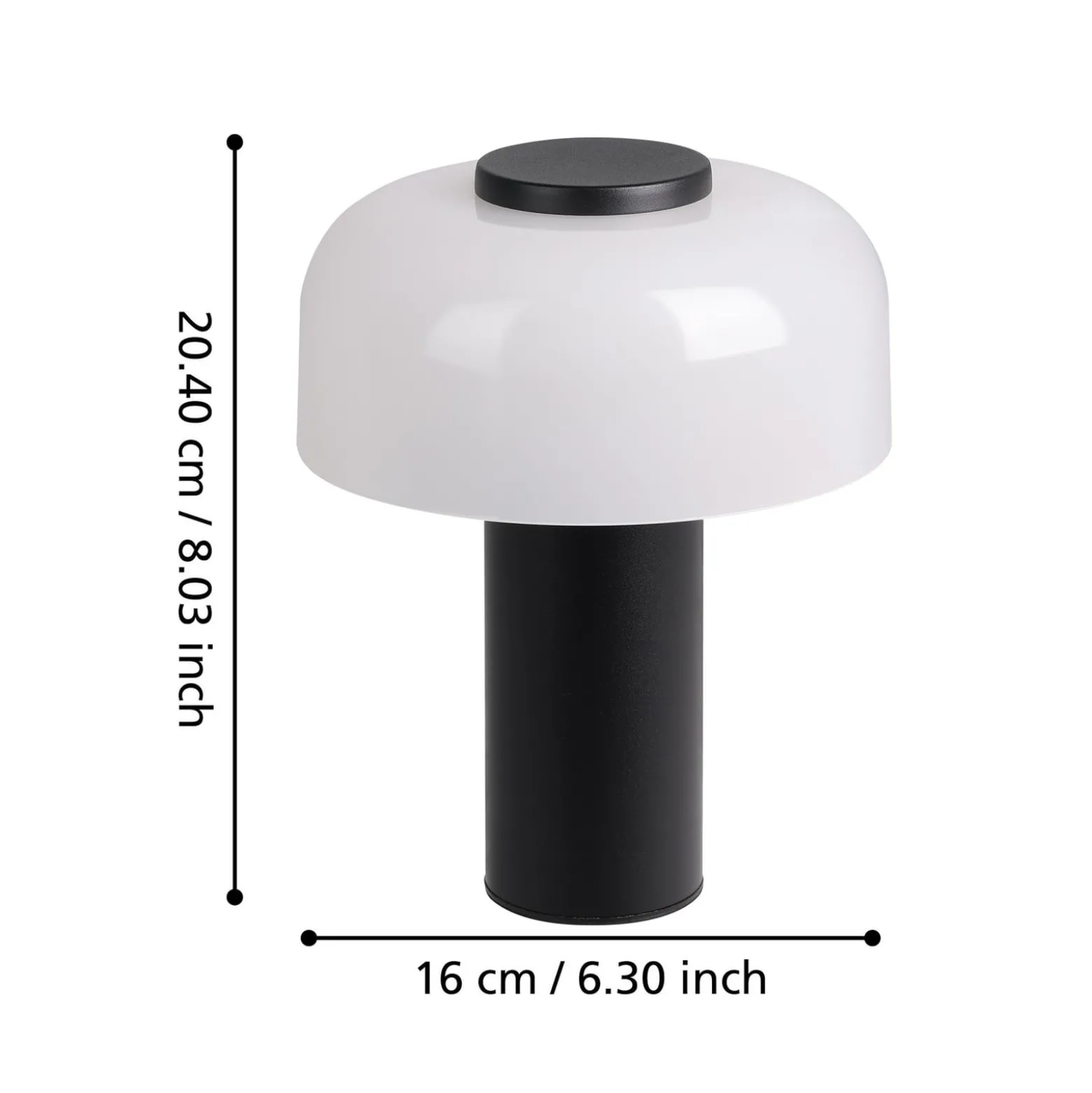 LED-Akku-Tischlampe Ponente, Ø 16 cm, schwarz/weiß, CCT