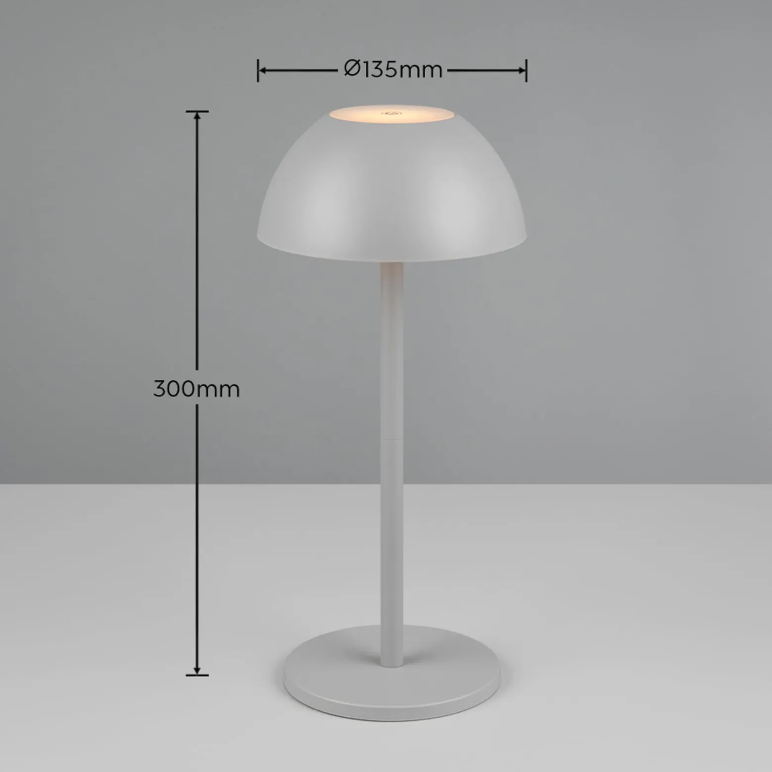 LED-Akku-Tischlampe Ricardo, grau, Höhe 30 cm, Kunststoff