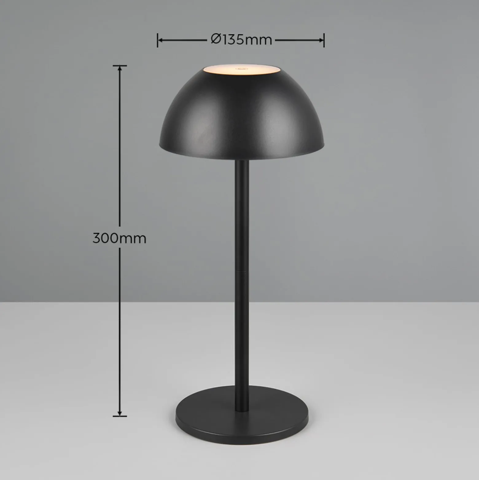 LED-Akku-Tischlampe Ricardo, schwarz, Höhe 30 cm, Kunststoff