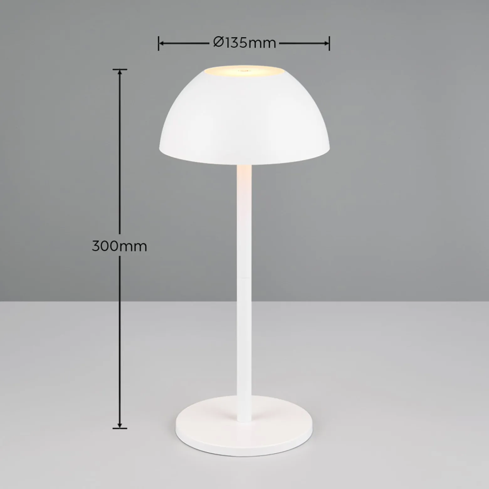 LED-Akku-Tischlampe Ricardo, weiß, Höhe 30 cm, Kunststoff