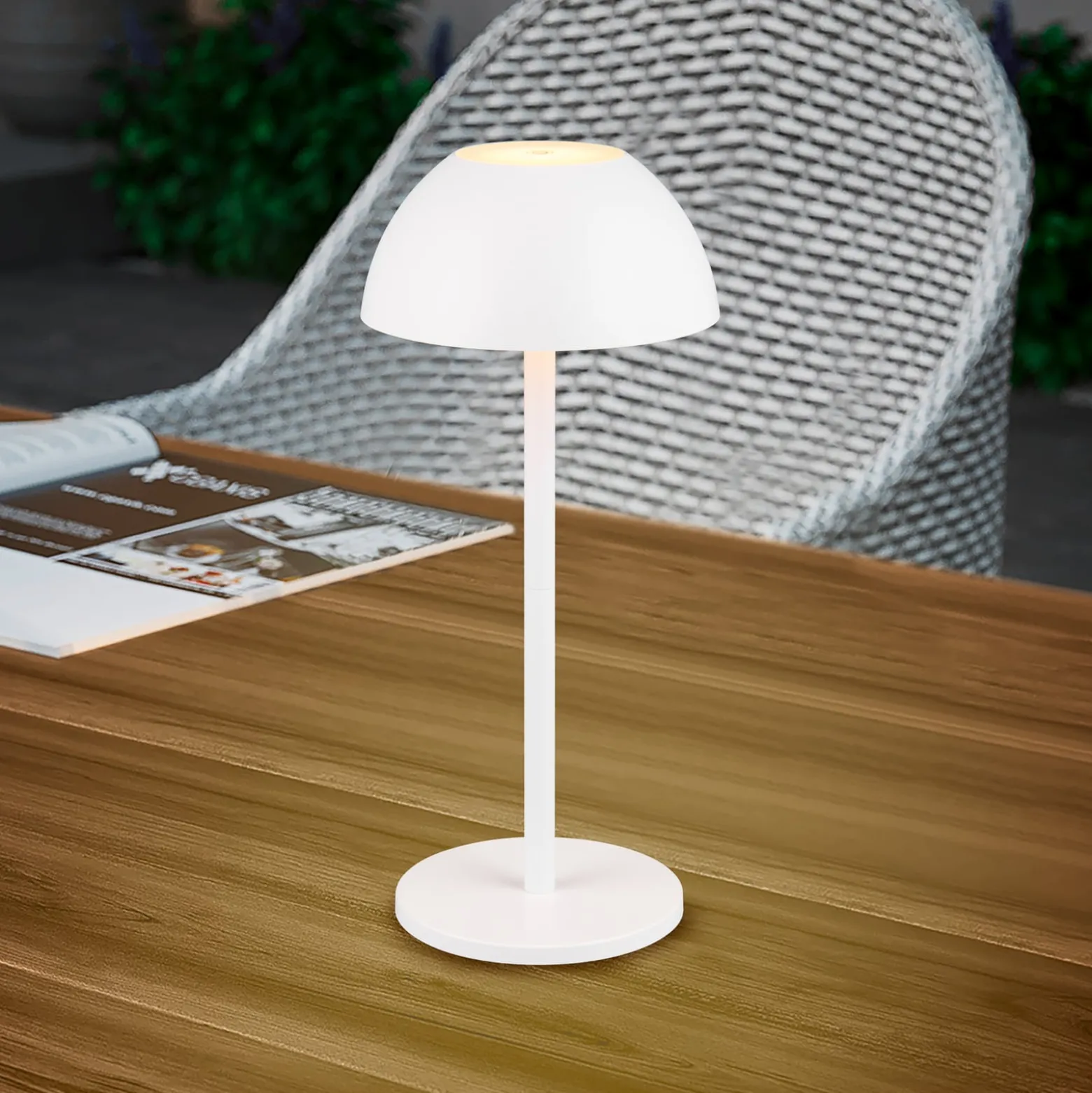 LED-Akku-Tischlampe Ricardo, weiß, Höhe 30 cm, Kunststoff