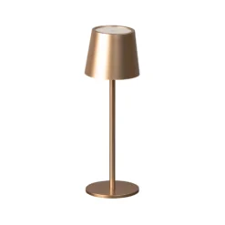 LED-Akku-Tischlampe Roxi, coffeefarben, Metall, IP54, Dimmer