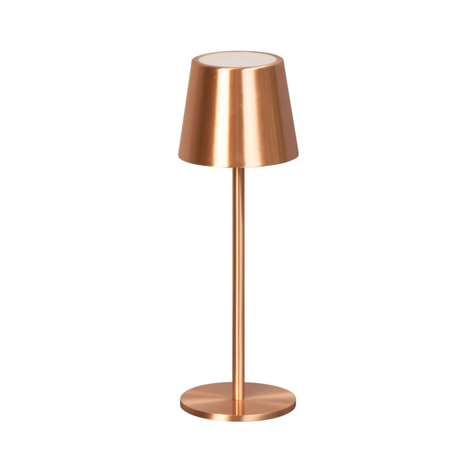 LED-Akku-Tischlampe Roxi, kupferfarben, Metall, IP54, Dimmer