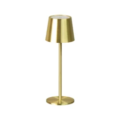 LED-Akku-Tischlampe Roxi, messingfarben, Metall, IP54 Dimmer