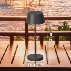 LED-Akku-Tischlampe Sienna Pro, sandgrau, 24 cm, Metall IP54
