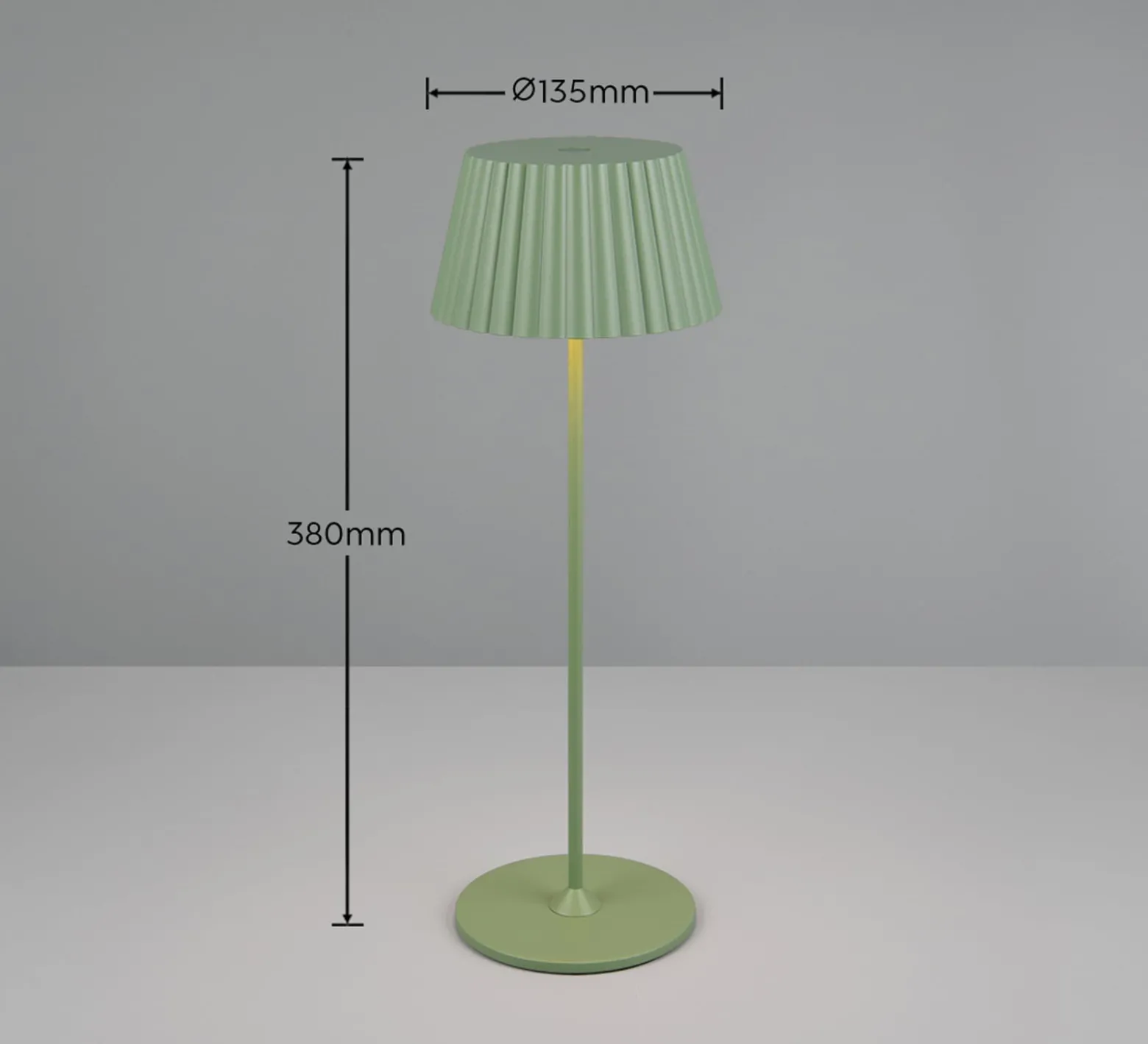 LED-Akku-Tischlampe Suarez, grün, Höhe 39 cm, Metall