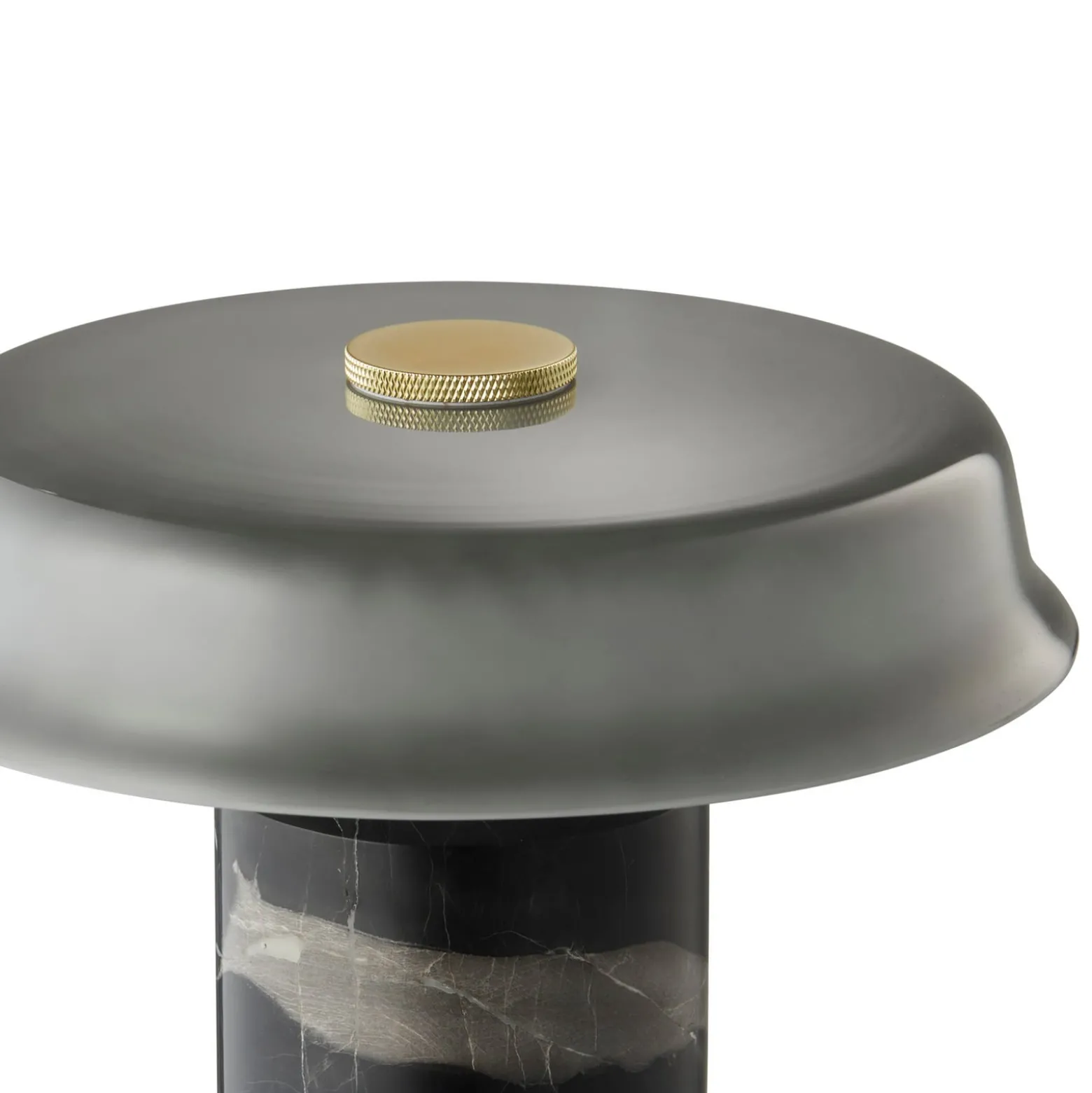 LED-Akku-Tischlampe Trip No. 2, aschgrau/grau, Marmor, Glas