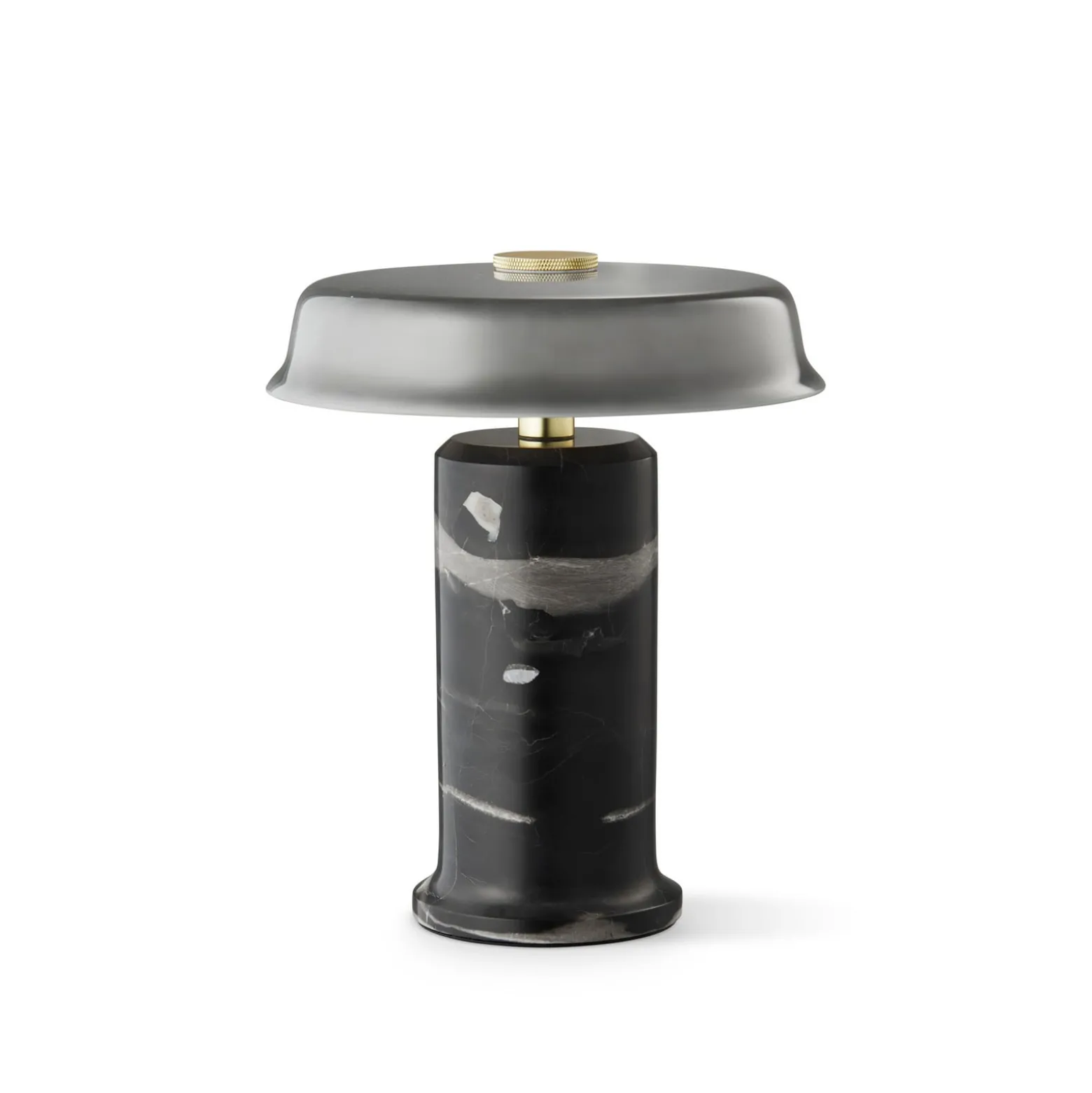 LED-Akku-Tischlampe Trip No. 2, aschgrau/grau, Marmor, Glas