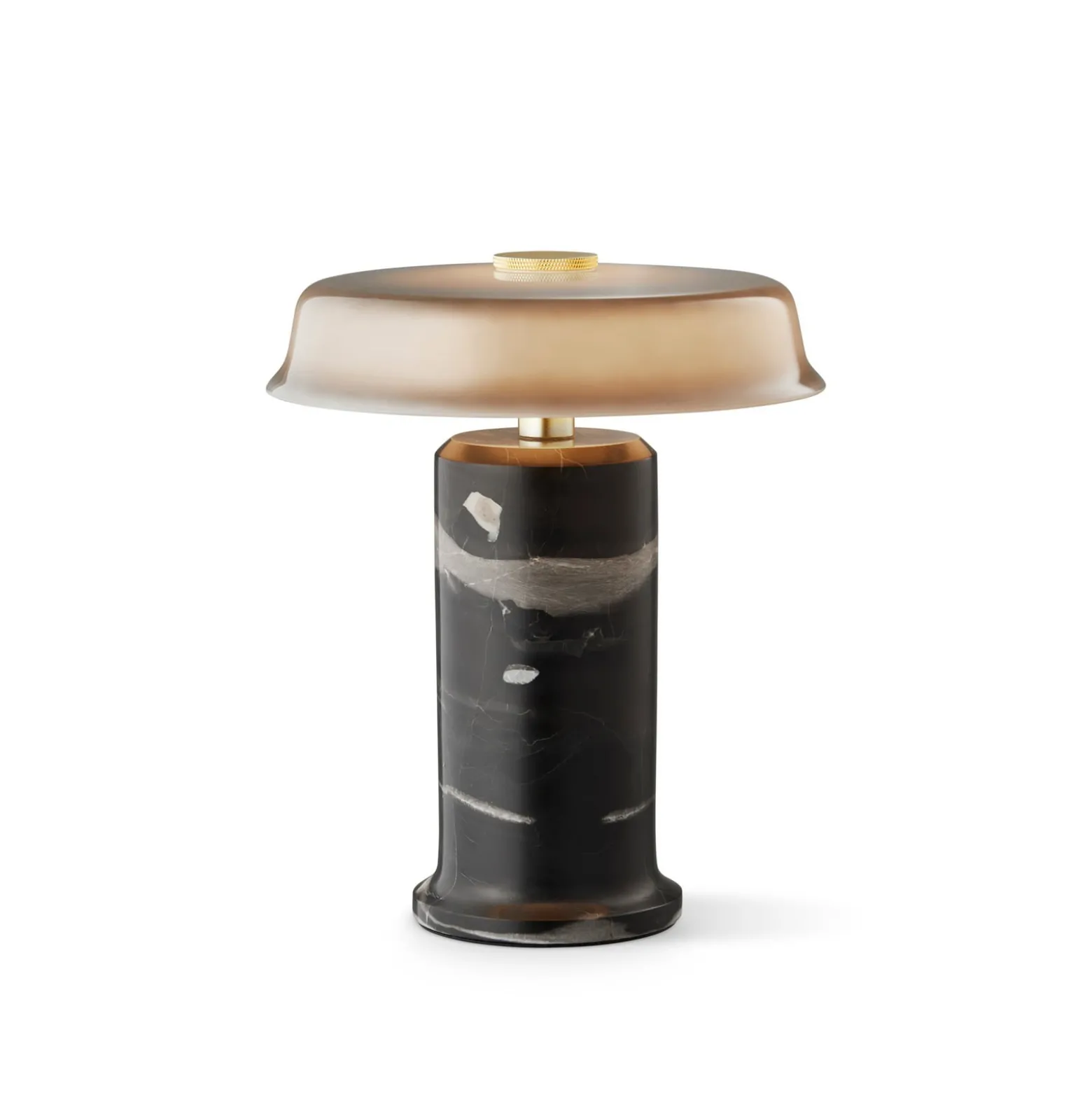 LED-Akku-Tischlampe Trip No. 2, aschgrau/grau, Marmor, Glas