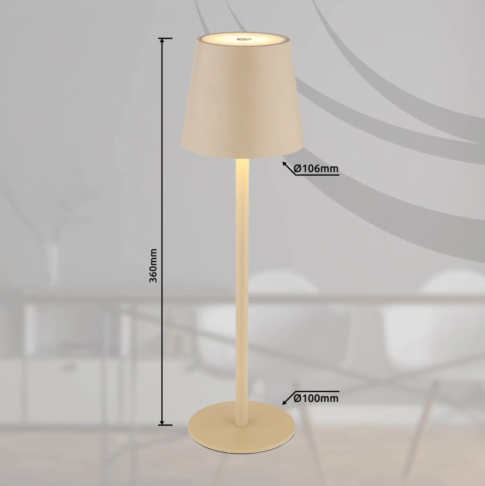 LED-Akku-Tischlampe Vannie, sandfarben, Höhe 36 cm, IP44