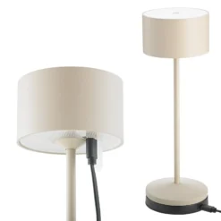 LED-Akku-Tischlampe Veluna, beige, Höhe 25 cm, IP44, dim CCT