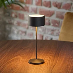 LED-Akku-Tischlampe Veluna, schwarz, Höhe 25 cm IP44 dim CCT