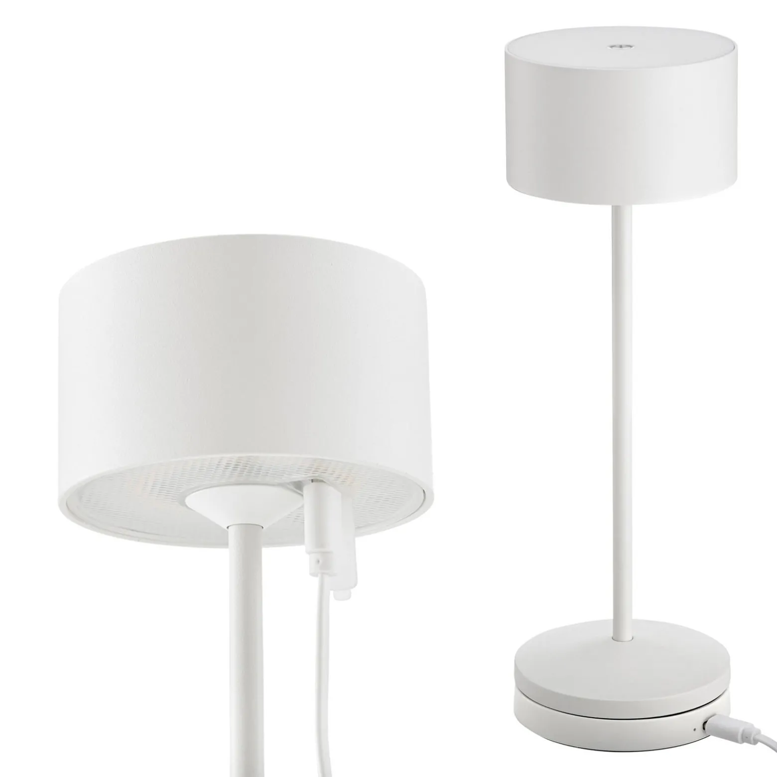 LED-Akku-Tischlampe Veluna, weiß, Höhe 25 cm, IP44, dim, CCT