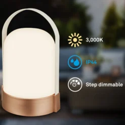 LED-Akku-Tischleuchte ASA BIG, bronze/weiß, Höhe 24 cm, IP44