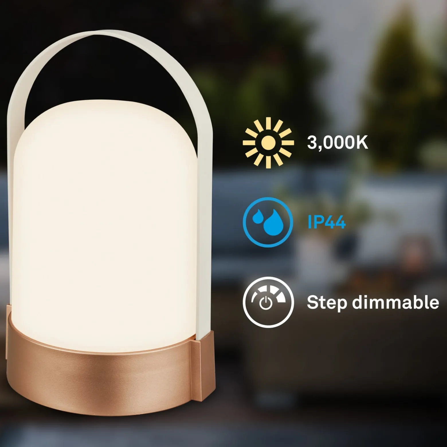 LED-Akku-Tischleuchte ASA BIG, bronze/weiß, Höhe 24 cm, IP44