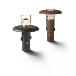 LED-Akku-Tischleuchte Camping, dunkelbraun, Alu, PMMA, CCT