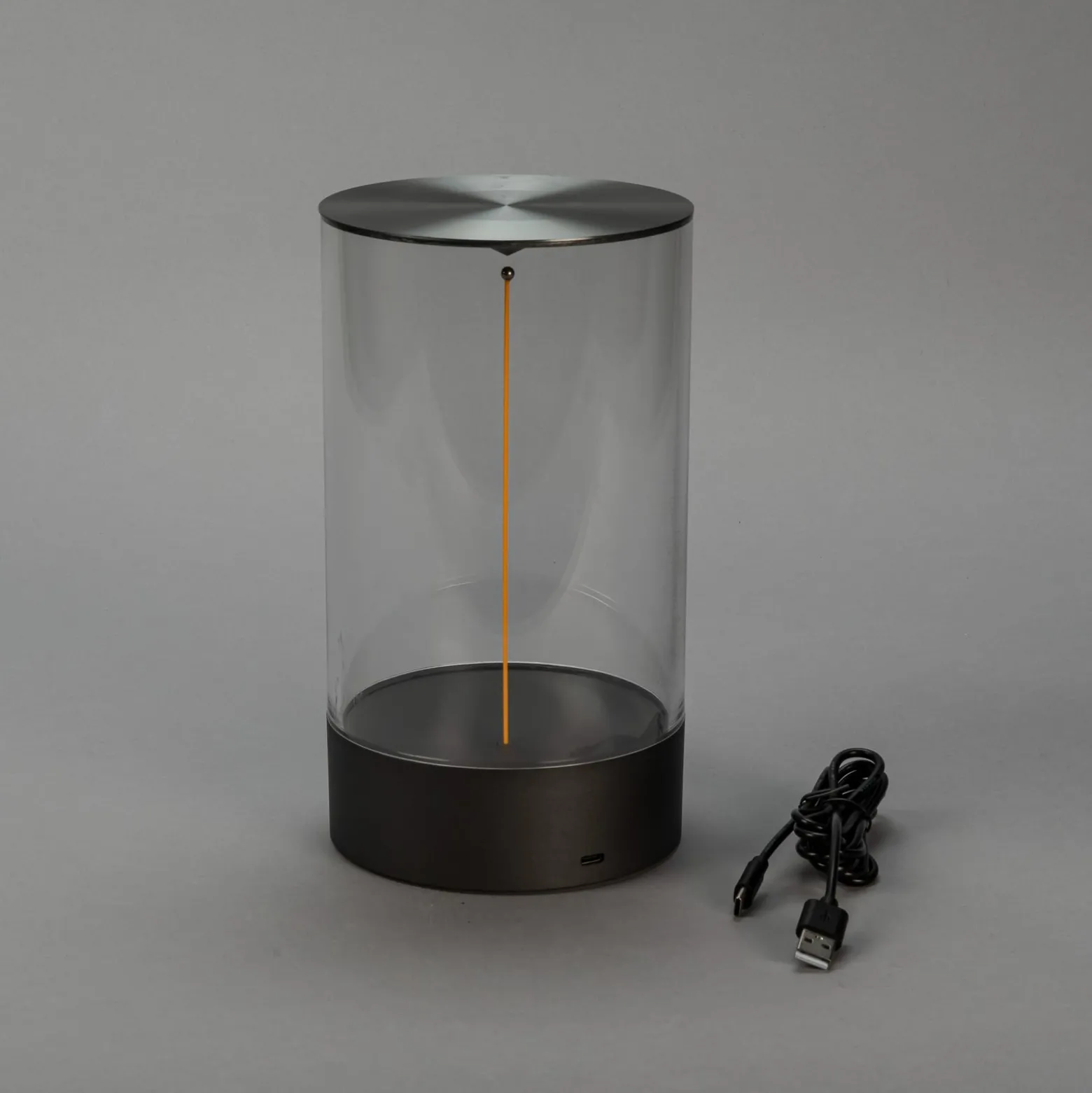 LED-Akku-Tischleuchte Edison, Höhe 23 cm, grau/klar, IP54