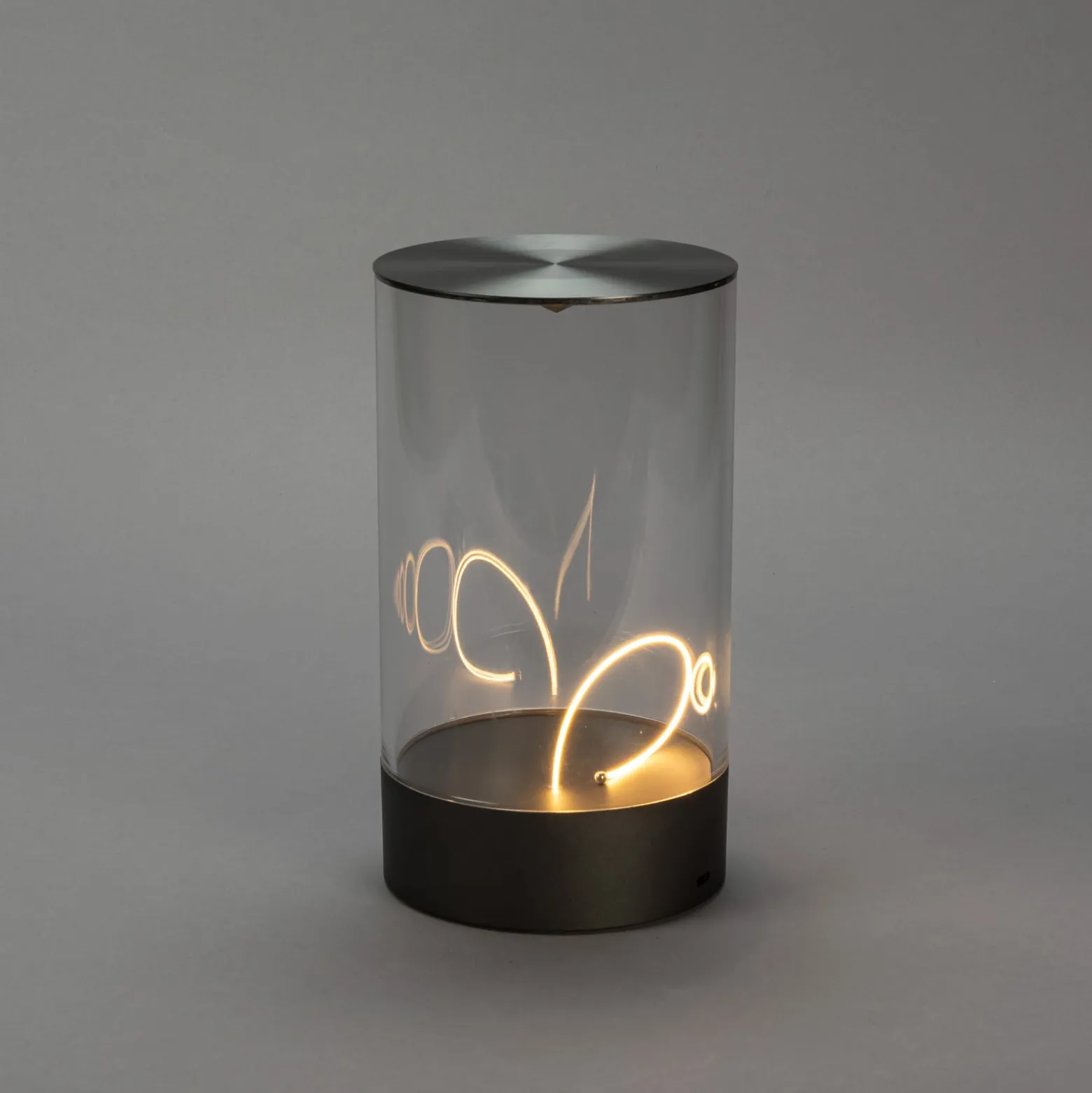 LED-Akku-Tischleuchte Edison, Höhe 23 cm, grau/klar, IP54