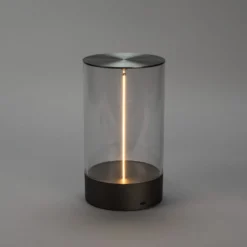 LED-Akku-Tischleuchte Edison, Höhe 23 cm, grau/klar, IP54
