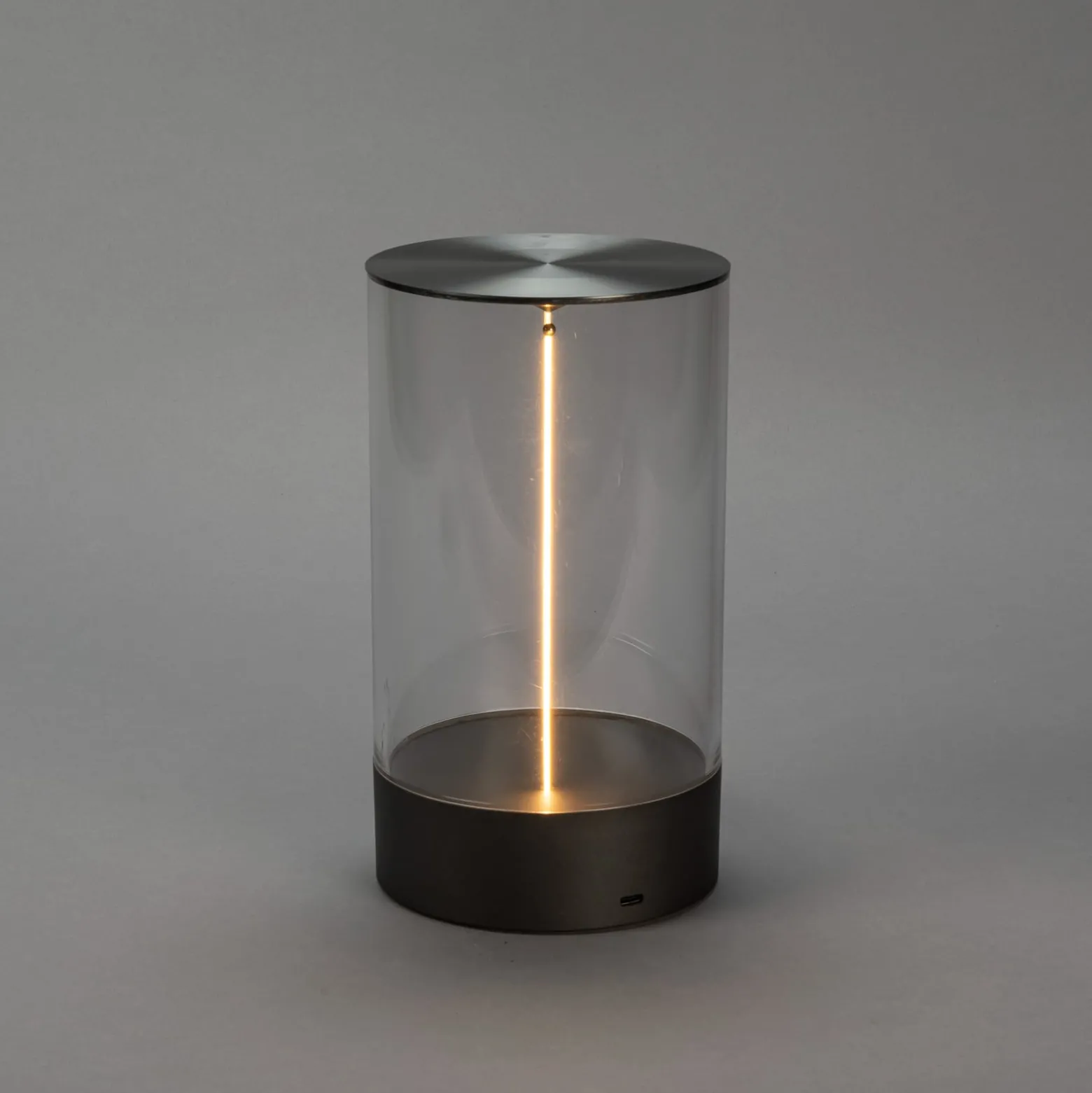 LED-Akku-Tischleuchte Edison, Höhe 23 cm, grau/klar, IP54