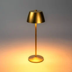 LED-Akku-Tischleuchte Eze, matt-gold, 32 cm, IP54, USB