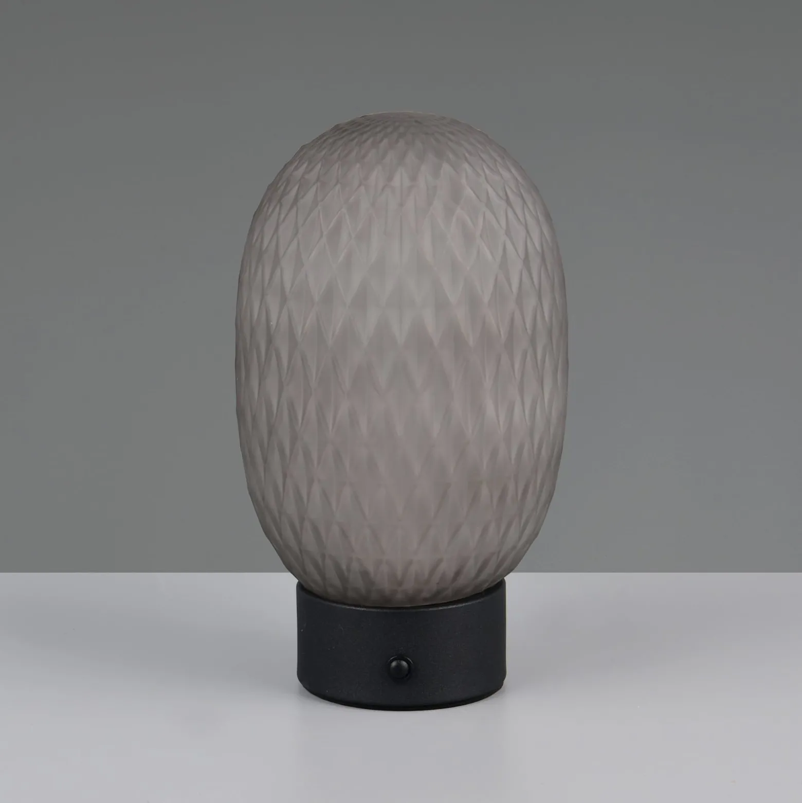 LED-Akku-Tischleuchte Facette, rauchgrau, USB, Glas