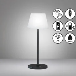 LED-Akku-Tischleuchte Flus, schwarz/weiß