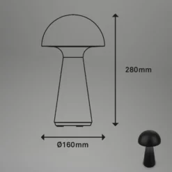 LED-Akku-Tischleuchte Fungo, aufladbar, schwarz