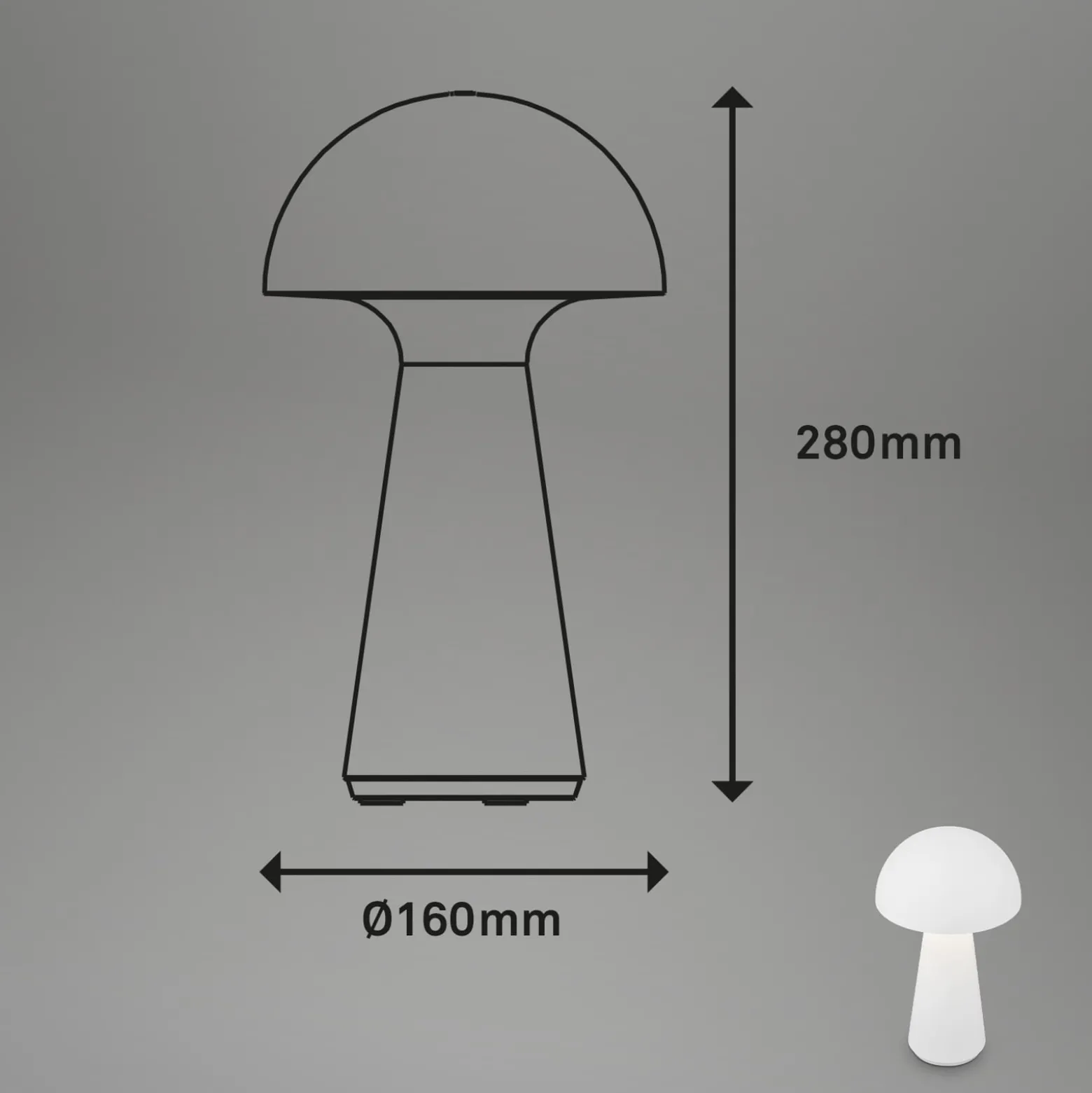 LED-Akku-Tischleuchte Fungo, aufladbar, weiß