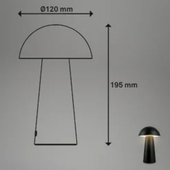 LED-Akku-Tischleuchte Fungo Mini, schwarz, Touch, Kunststoff