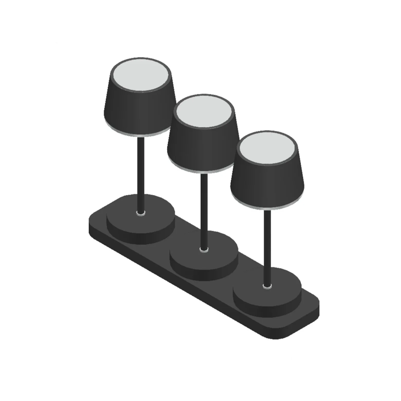 LED-Akku-Tischleuchte Gardo 3er-Set, Ladestation, schwarz