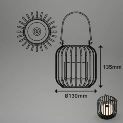 LED-Akku-Tischleuchte 7279 IP44 Metallkorb schwarz