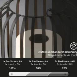 LED-Akku-Tischleuchte 7279 IP44 Metallkorb schwarz